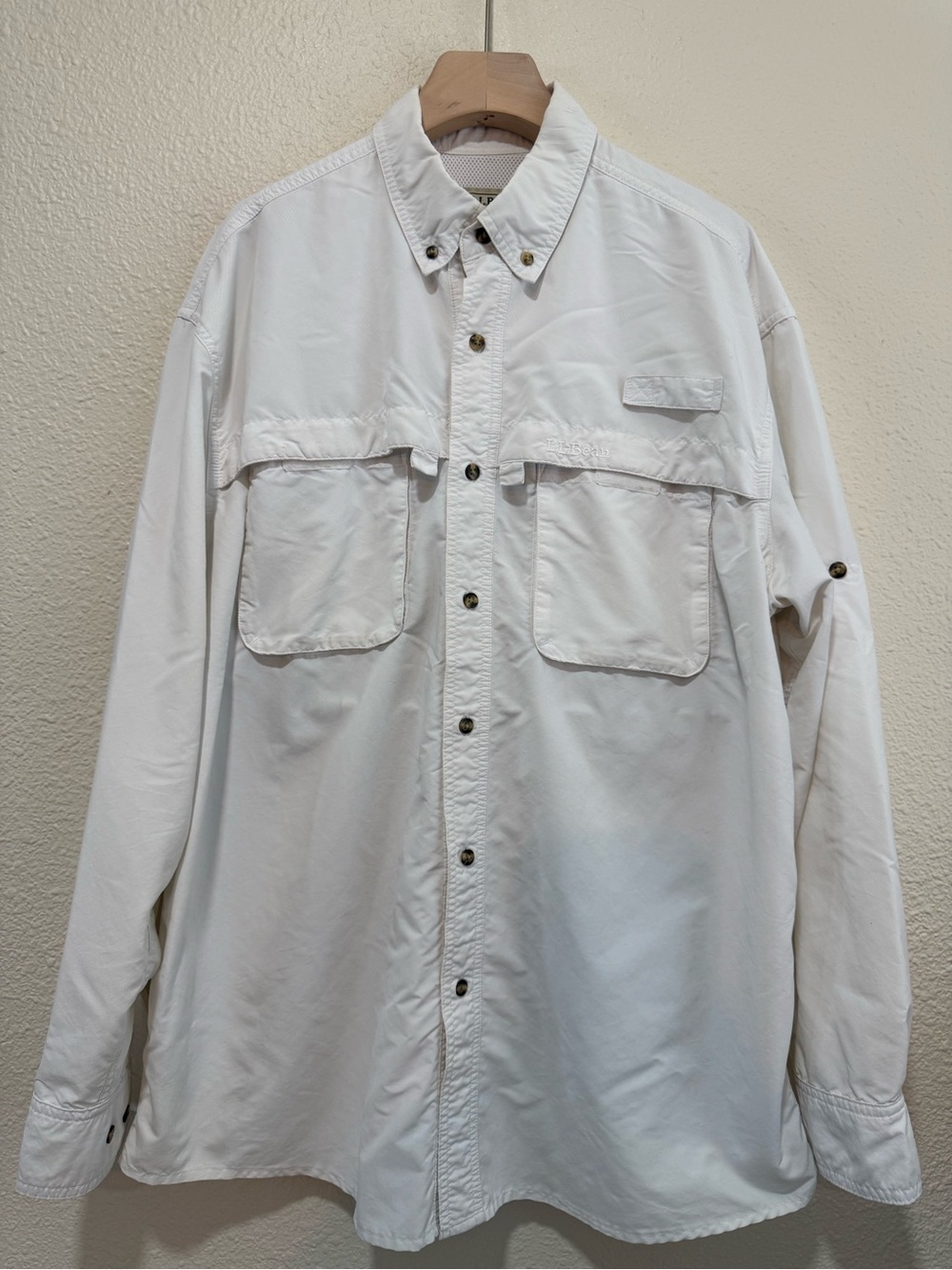 L.L. Bean White Lightweight Button-Front Shirt Jacket